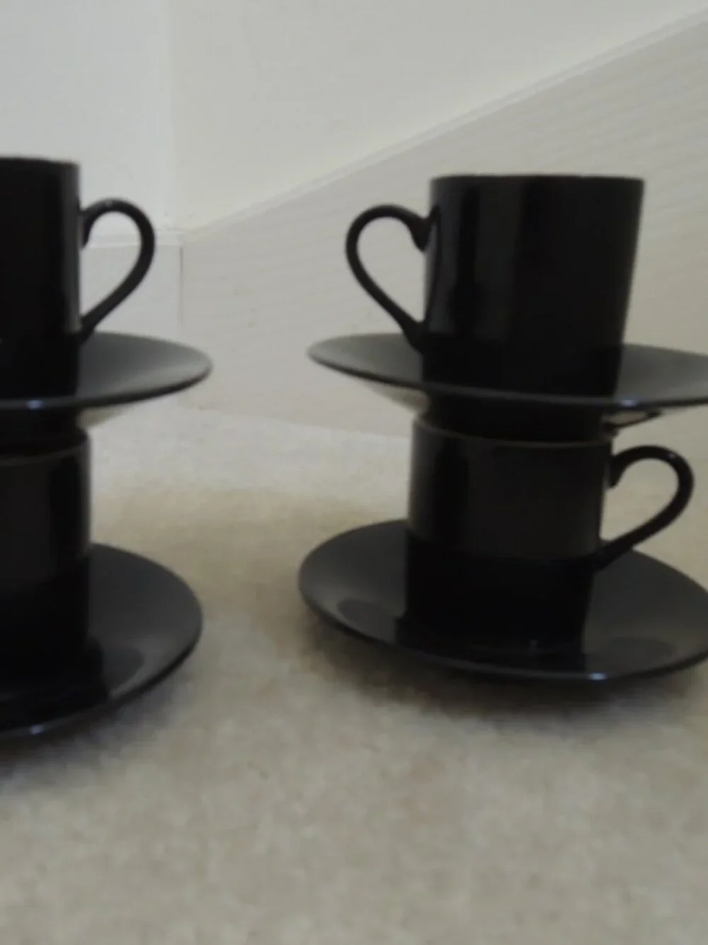 Demitasse Cups + Saucers Vtg Expresso Set - 4 Dainty Tea Cups + Matching Plates